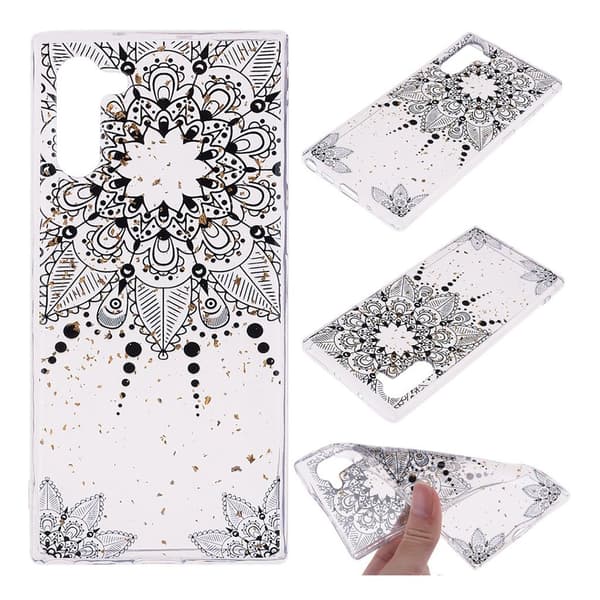 Deco Samsung Galaxy Note 10 kuoret - Musta Kukka Black
