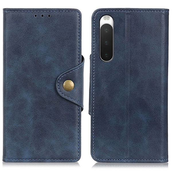 Alpha Sony Xperia 10 IV læder flip etui - Blå Blue