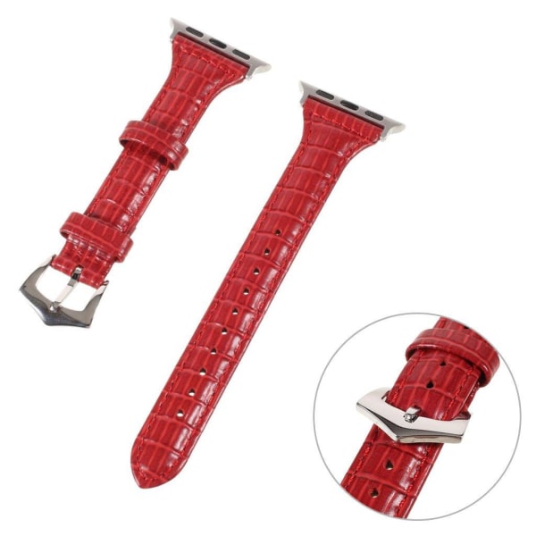 Apple Watch 44mm unique genuine leather watch strap - Red Red