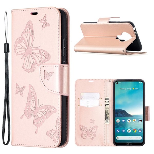 Butterfly Nokia 3.4 Flippetui - Rose Gull Pink