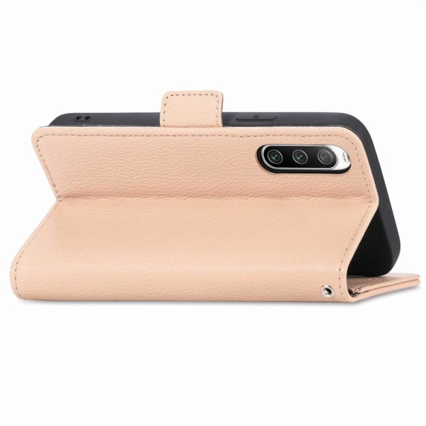 Pehmeä kukkakoristelu nahkakotelo Sony Xperia 10 IV - Khaki Brown