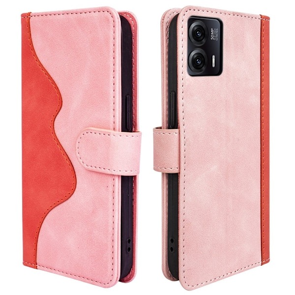 Kaksivärinen nahkainen läppäkotelo Motorola Moto G73 - Pinkki Pink