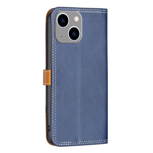 BINFEN kaksivärinen nahkakotelo iPhone 14 Plus - Sininen Blue