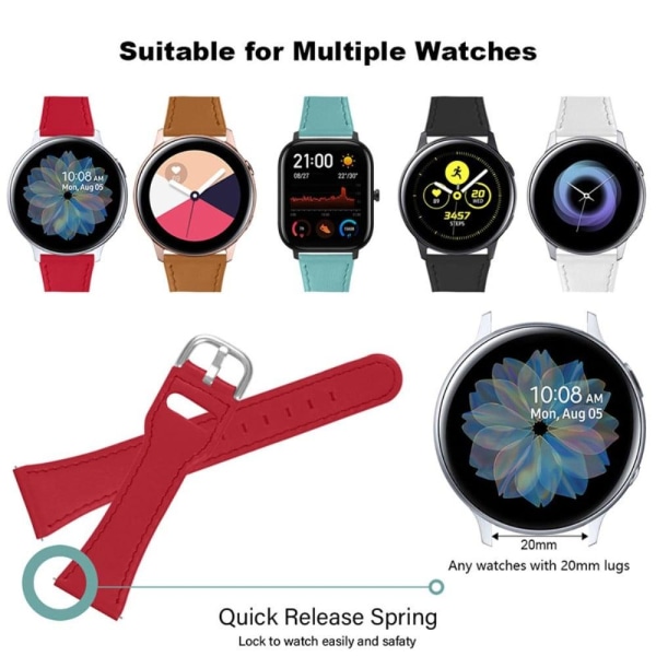 Samsung Galaxy Watch 3 (45mm) / Watch (46mm) enkel klockrem i äkta läder - Röd Röd