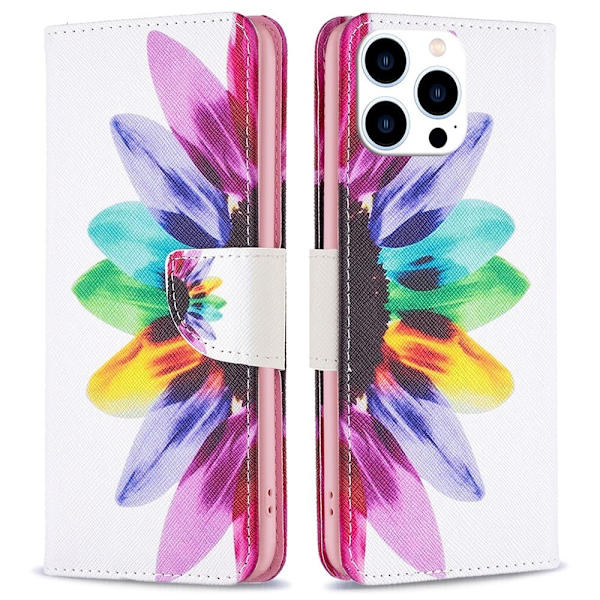 Wonderland iPhone 16 Pro Max flip kuoret - Auringonkukka Multicolor