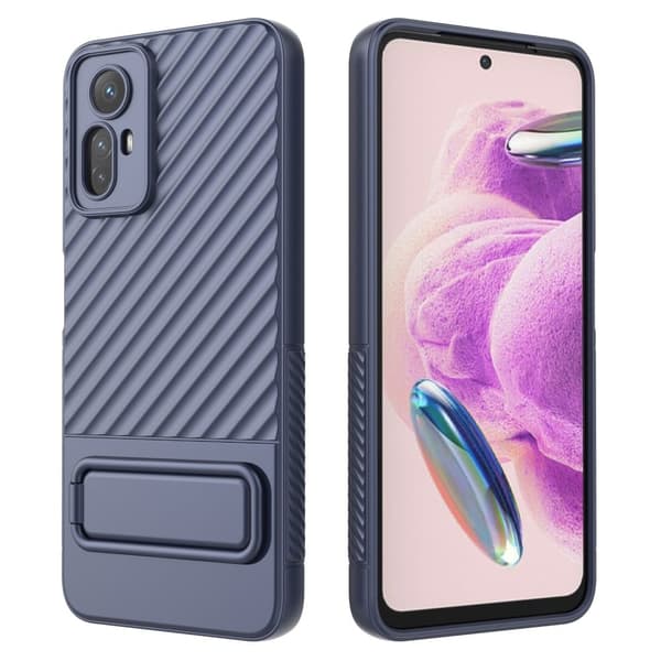 Skyddande reptåligt Xiaomi Redmi Note 12S skal med stativ - Blå Blå
