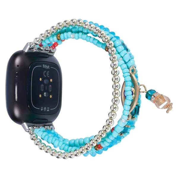 Fitbit Sense 2 / Versa 4 koristeltu tekohelmi kellonhihna - Sininen Blue