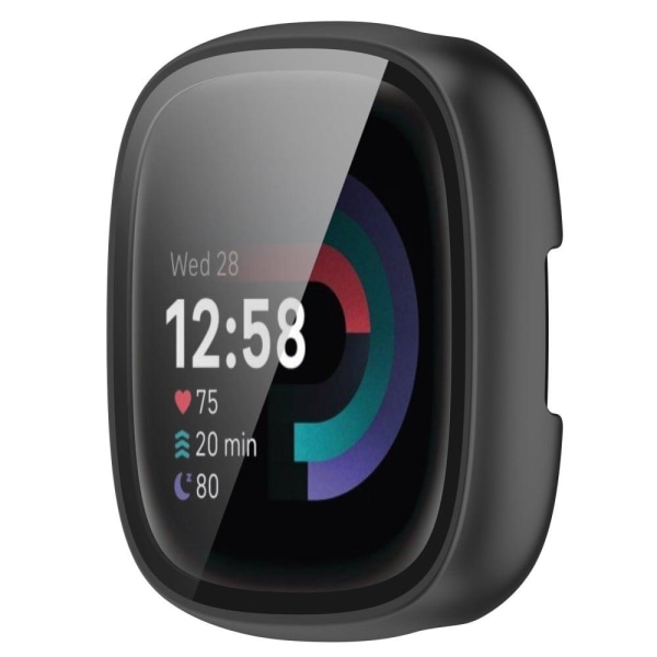 Fitbit Sense 2 / Versa 4 cover med hærdet glas - Sort Black