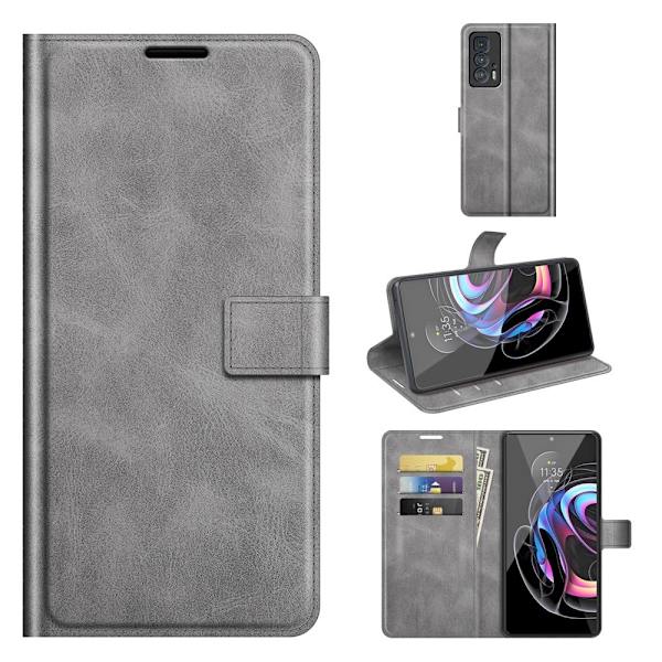 Wallet-style Læder Etui til Motorola Edge 20 Pro - Grå Silver grey