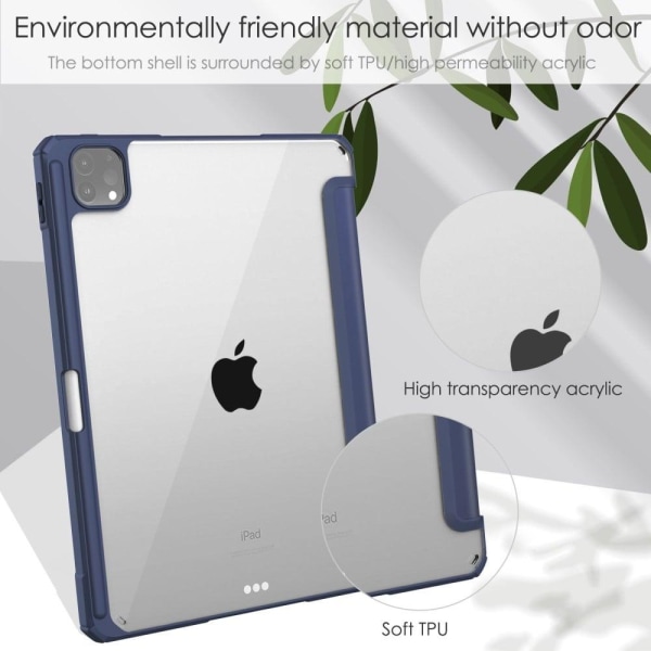 iPad Pro 11 (2021) transparent TPU + PU leather flip case - Dark Blue