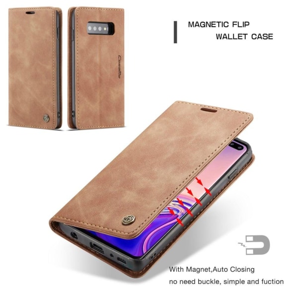 CASEME Samsung Galaxy S10 Plus plånboksfodral med magnetstängnin Brun