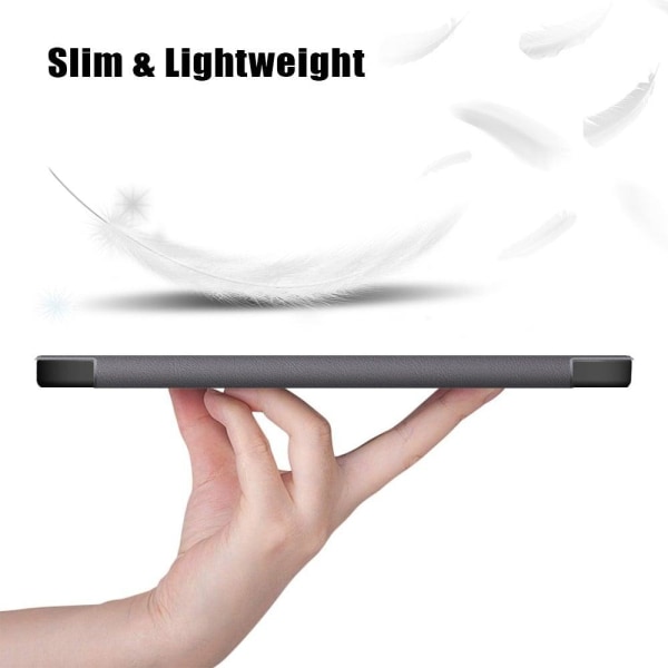 iPad Mini 6 (2021) slim tri-fold PU leather flip case with pen s Silver grey