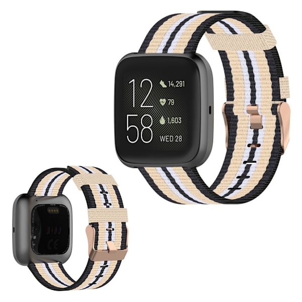 Fitbit Versa / Versa 2 / Blaze nylonkellonauha - Musta / Beige Beige