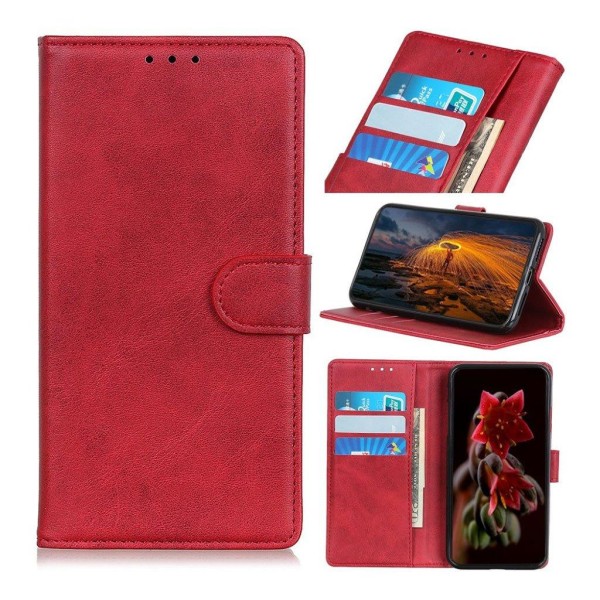 Samsung Galaxy A50 mat læder etui - Rød Red