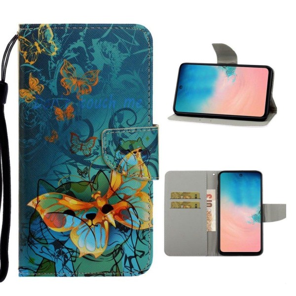 Wonderland Samsung Galaxy A71 flip kuoret - Metalli Perhonen Blue