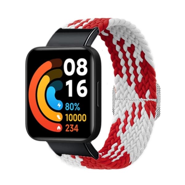 Xiaomi Redmi Watch 2 nylon elastisk klokkerem - Rød / Hvit Multicolor