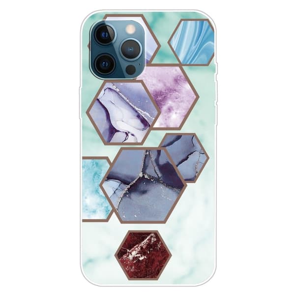 Marble iPhone 15 Plus Etui - Sekskant Fragmenter i Sky Blå Blue