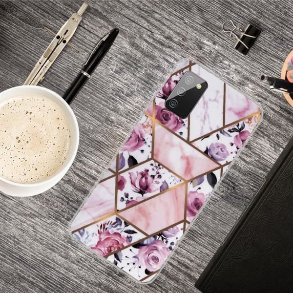 Marble Samsung Galaxy A02s Etui - Elegant Roses Tile Pink
