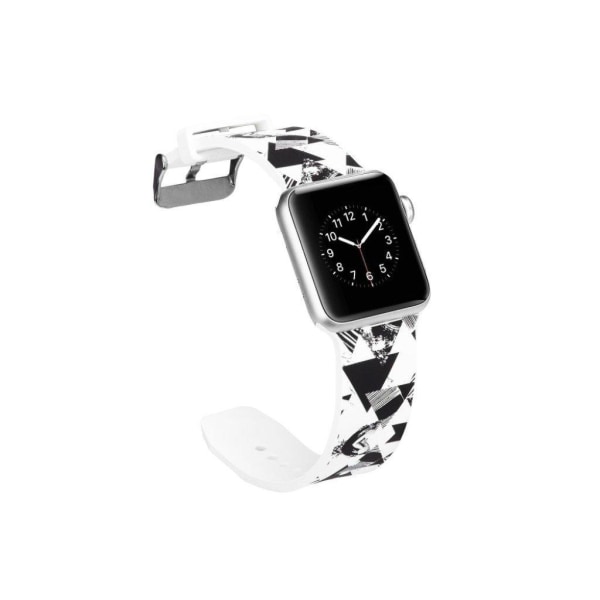 Apple Watch Series 4 40mm kuviollinen joustava silikooni muovinen kellon vaihto ranneke - Mustat Kolmiot Multicolor