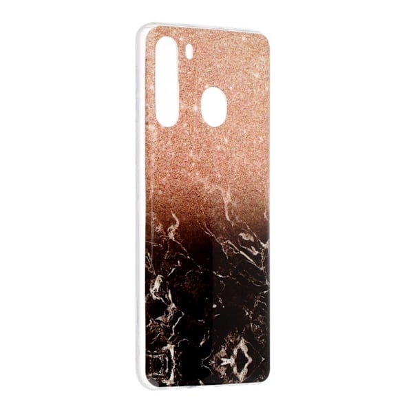 Marble Samsung Galaxy A21 Cover - Blomme / sort marmor Black