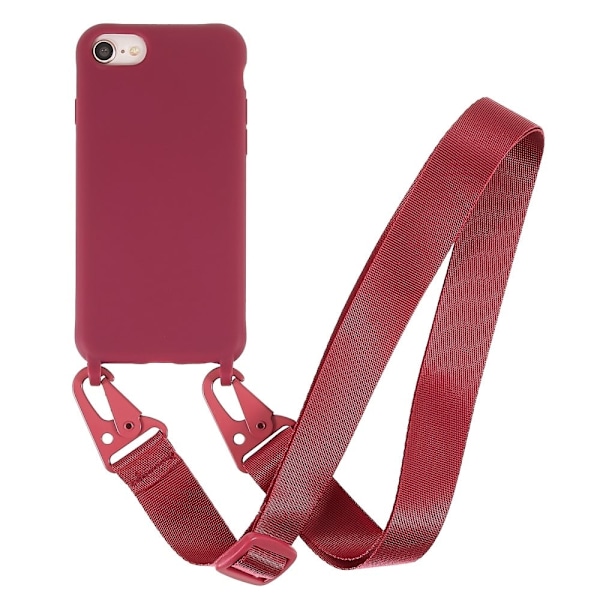Ohut TPU-kotelo, jossa on mattapinta ja säädettävä hihna iPhone SE (2022) / SE 2020 / 8 / 7 - Punainen Red