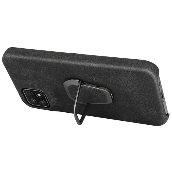 Stötsäkert läderfodral med oval kickstand för Samsung Galaxy A22 5G - Röd Röd