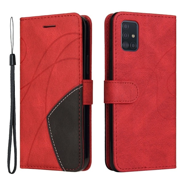 Tekstureret Læder Etui med Strop Til Samsung Galaxy A51 - Rød Red