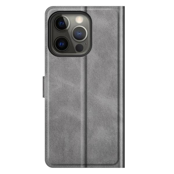Hållbart konstläder iPhone 13 Pro Max fodral med plånbok - Silver/Grå Silvergrå