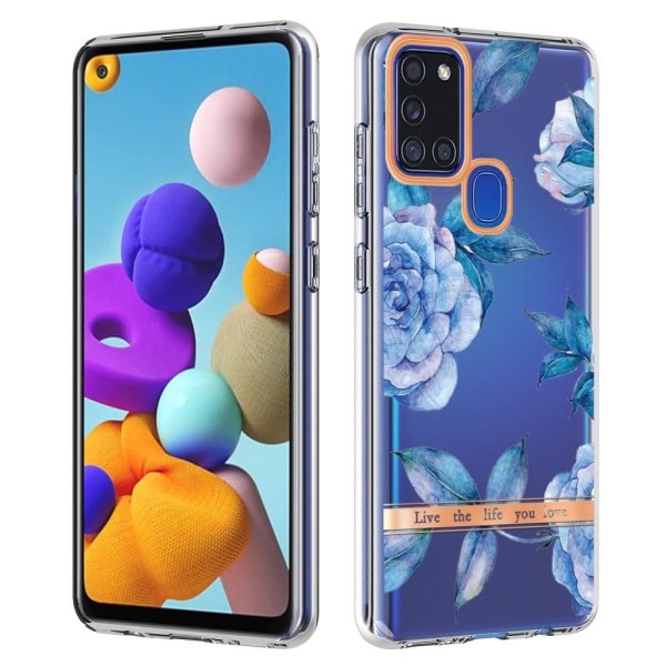 Supertunt och tåligt mjukpärmfodral för Samsung Galaxy A21s - Blå Pion Blå