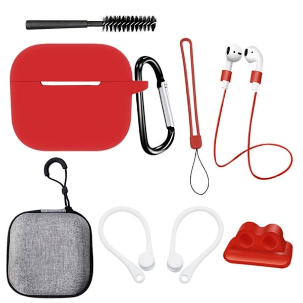AirPods 3 silikoneovertræk med tilbehørssæt - Rød Red