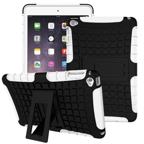 iPad Mini 4 Liukumaton Joustava Muovikuori Standillä - Valkoinen White