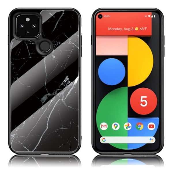 Fantasy Marble Google Pixel 5 Deksel - Svart Klinkekule Black