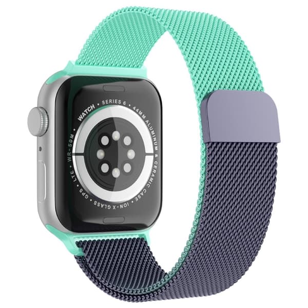 Apple Watch (45 mm) gradient milanesisk finmasket klokkerem - Gradient Cyan / Mørkegrå Multicolor