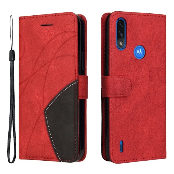 Teksturoitu nahkakotelo hihnalla Motorola Moto E7i Power / Motorola Moto E7 Power - Punainen Red