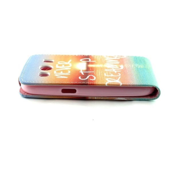 Knausgård Læder Etui Til Samsung Galaxy Ace 4 - Citat Never Stop Dreaming Multicolor