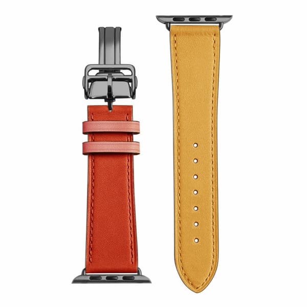 ægte læder sort spænde rem til Apple Watch Series 6 / 5 40mm - Succinite / orange Orange