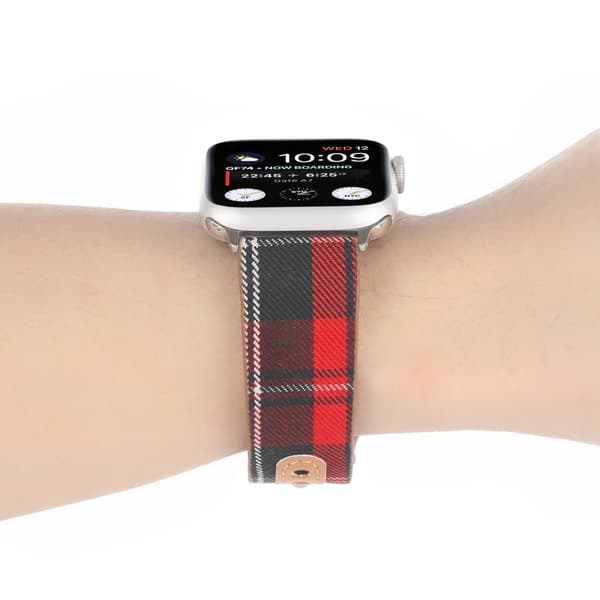 Apple Watch Series 8 (41mm) kangas ja nahkaranneke - Punainen / Musta Red