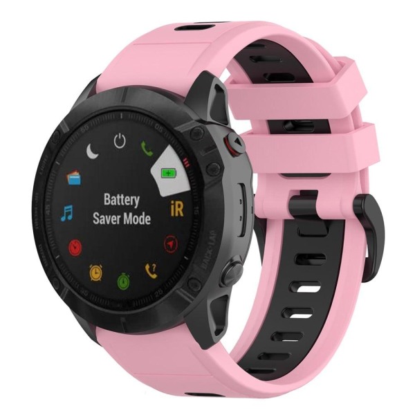 Garmin Fenix 7X klockarmband i silikon med dubbla färger - Rosa / Svart Rosa