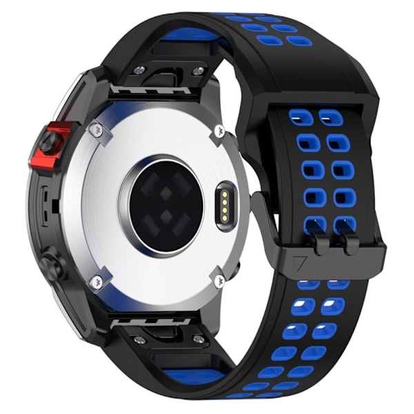 Garmin Enduro 2 / Tactix 7 / Fenix 7 tofarvet silikone urrem - Sort / Blå Black