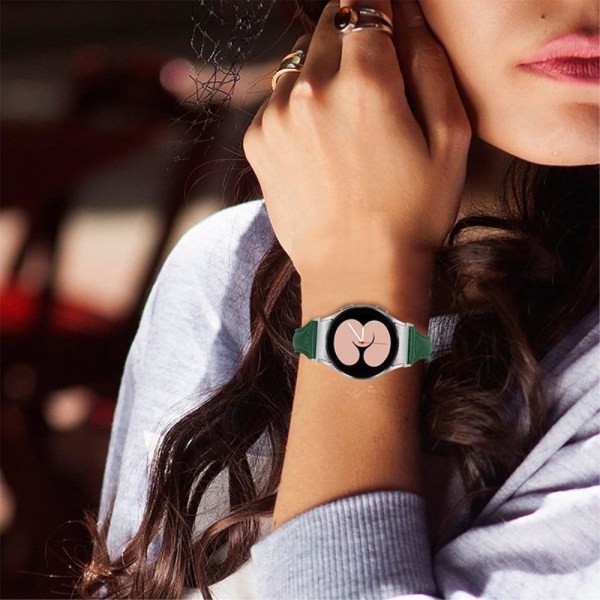 Cowhide genuine leather watch strap for Samsung Galaxy Watch 4 - Grön