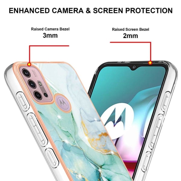 Marble Motorola Moto G20 / G30 / G10 Etui - Grøn Marmor Multicolor