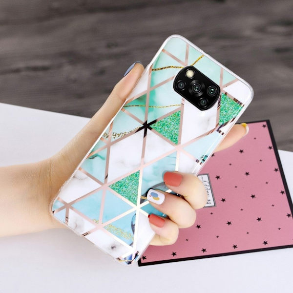 Marble Xiaomi Poco X3 / X3 Nfc Etui - Grønn / Hvit Multicolor