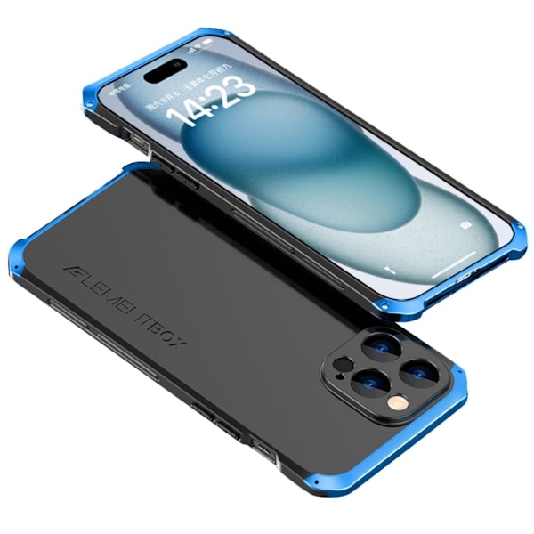 ELEMENT BOX Metal Frame Slim Case iPhone 15 - Musta / Sininen Blue