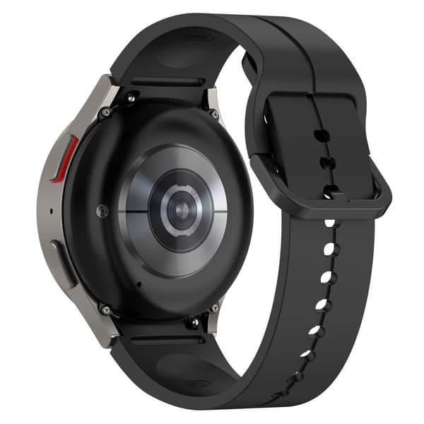 20mm silikone rille rem til Samsung Galaxy Watch 6 / 5 / 4 / 3 (41mm) - Sort Black