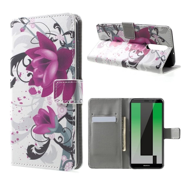 Huawei Mate 10 Lite Læder etui med magnet lås - Kapok blomst Multicolor