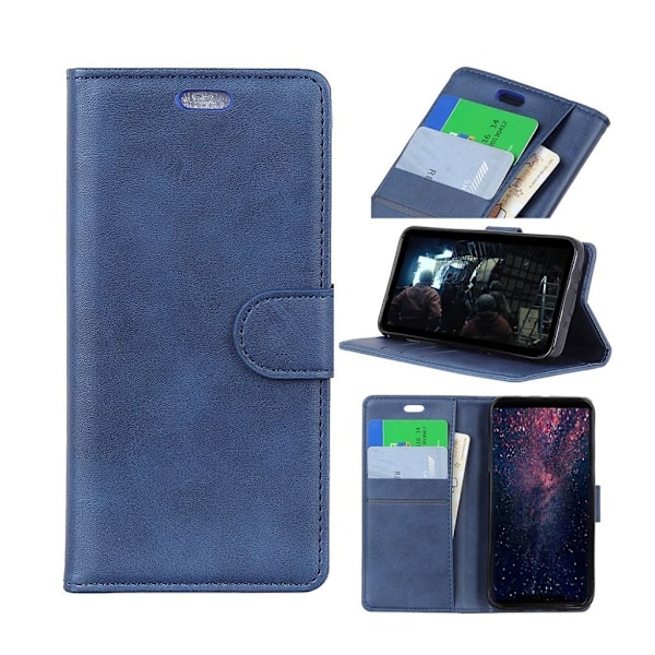 Huawei P30 Pro mat læder flip etui - Blå Blue