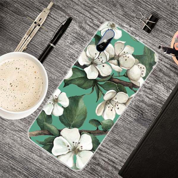 Deco Xiaomi Redmi 9A skal - Vit Blomma Grön