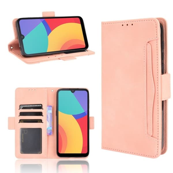 Modern-styled Lær Lommebok Etui til Alcatel 1l (2021) - Rosa Pink