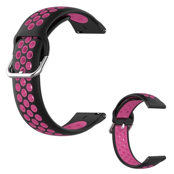 20 mm tofarvet silikoneurrem til Samsung-ur - Sort / Rose Pink