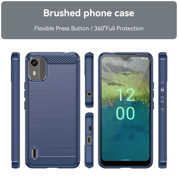 Carbon Flex Suojakotelo Nokia C12 Plus / C12 Pro / C12 - Sininen Blue